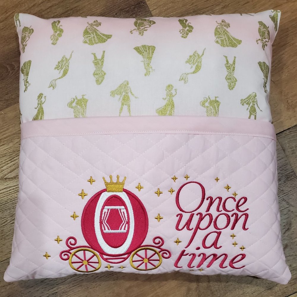Princess Silhouttes Once Upon A Time Reading Book Pocket Pillow 16"x16"
